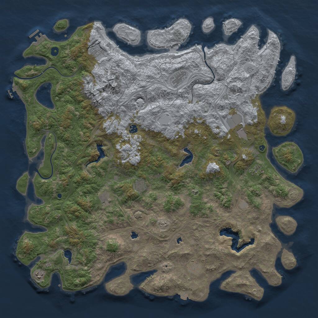 Rust Map: Procedural Map, Size: 5500, Seed: 519390294, 16 Monuments