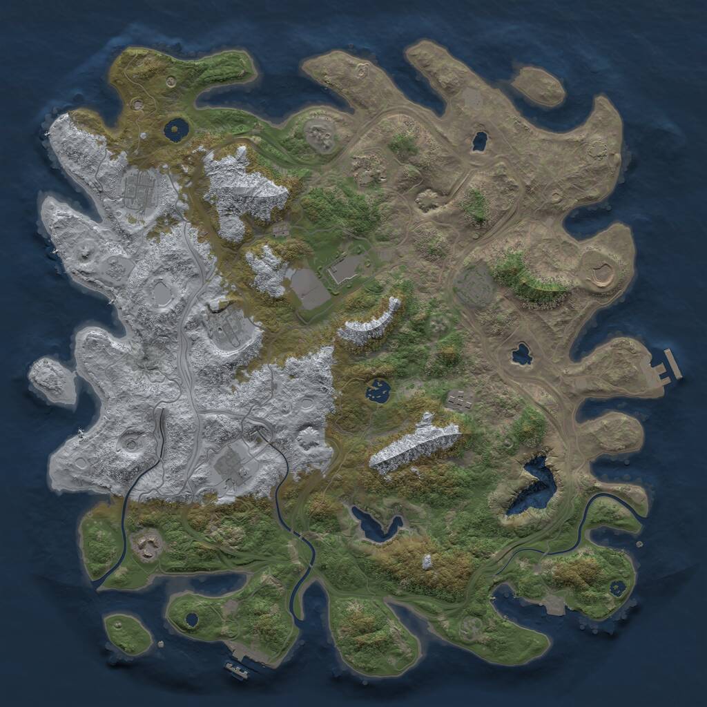 Rust Map: Procedural Map, Size: 4500, Seed: 523825535, 16 Monuments