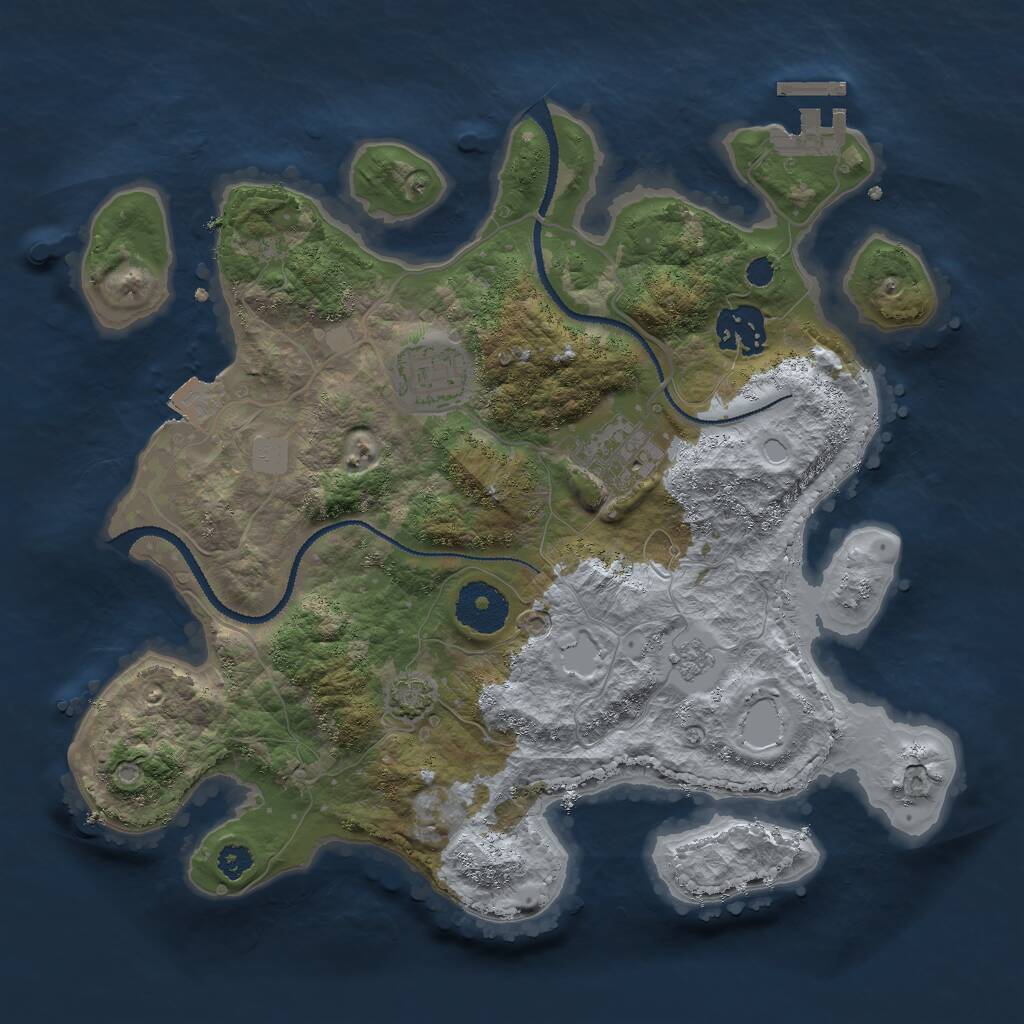 Rust Map: Procedural Map, Size: 3000, Seed: 7132049, 7 Monuments