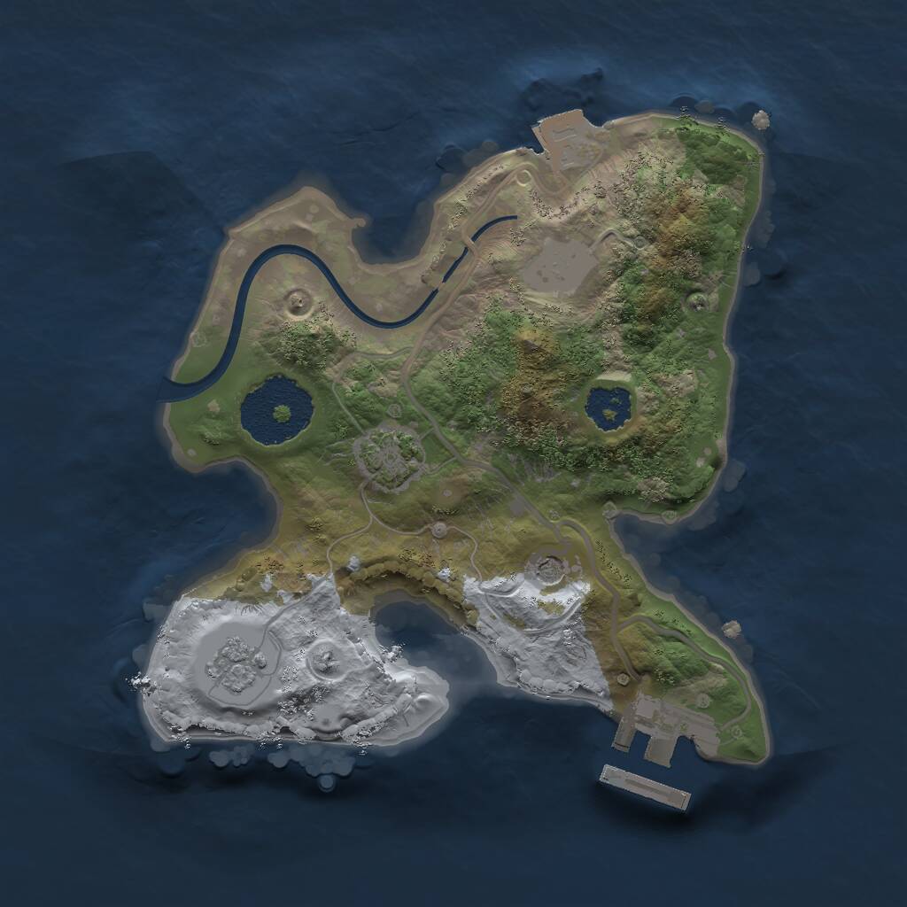 Rust Map: Procedural Map, Size: 2000, Seed: 819190645, 5 Monuments