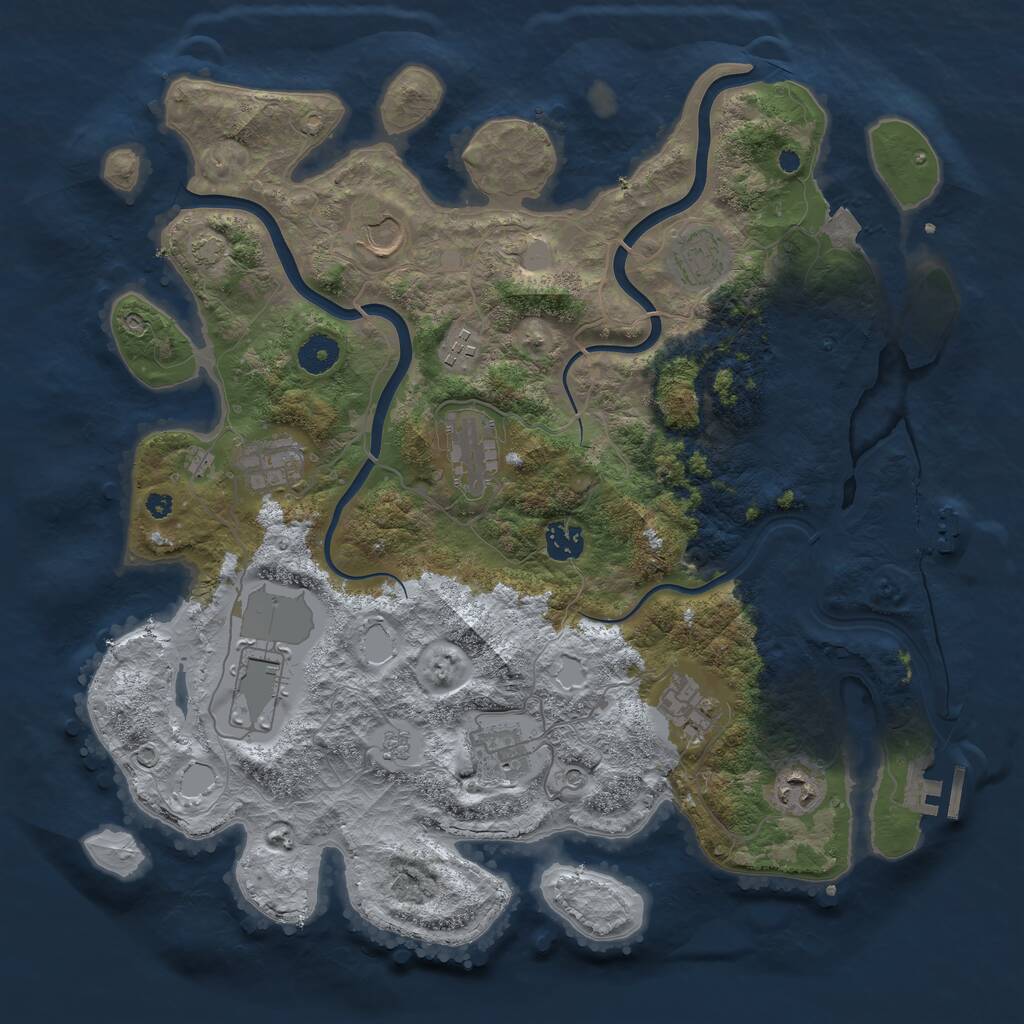 Rust Map: Procedural Map, Size: 3900, Seed: 1212, 16 Monuments