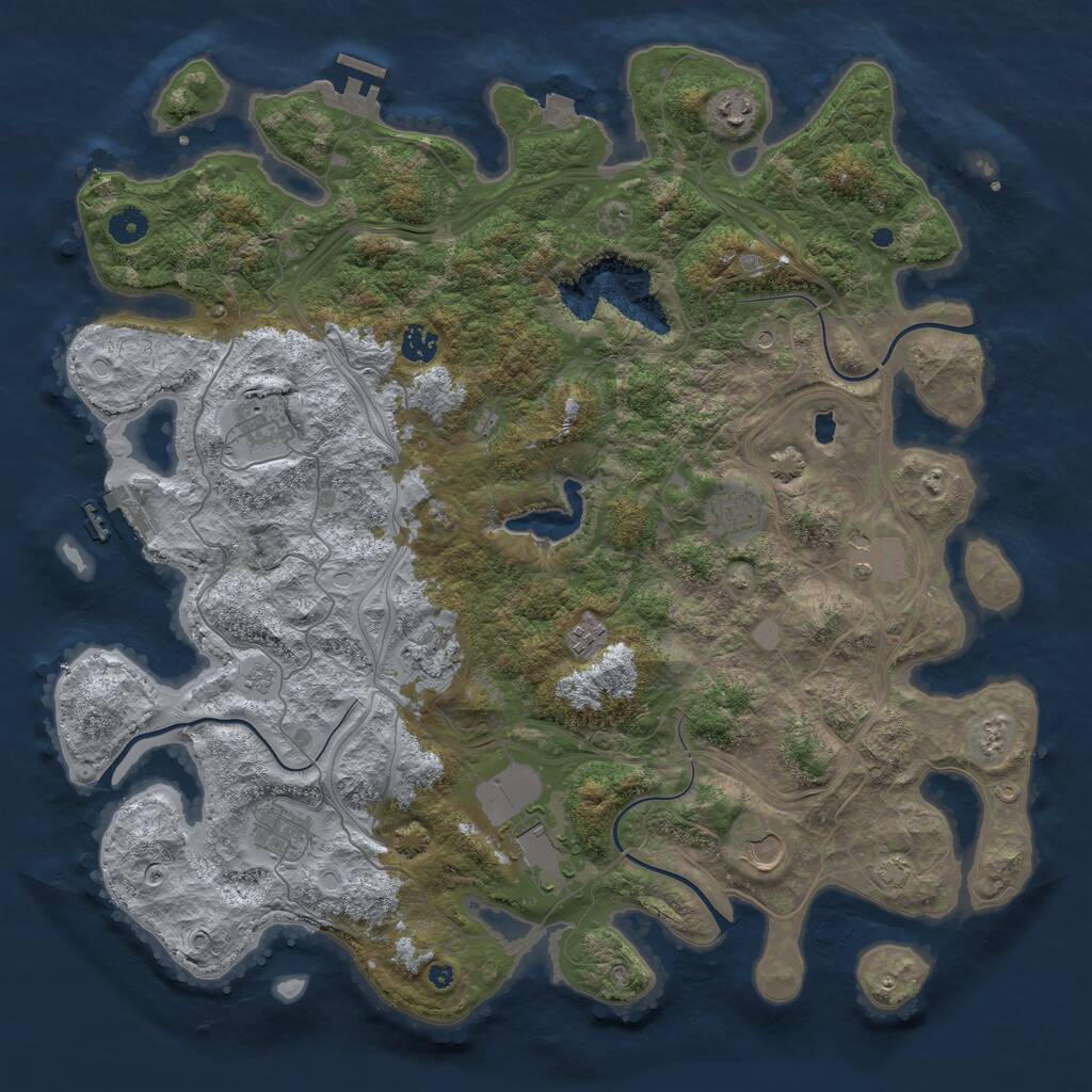 Rust Map: Procedural Map, Size: 4400, Seed: 7653457, 16 Monuments