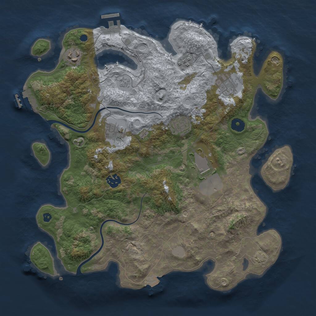 Rust Map: Procedural Map, Size: 3500, Seed: 292107205, 13 Monuments