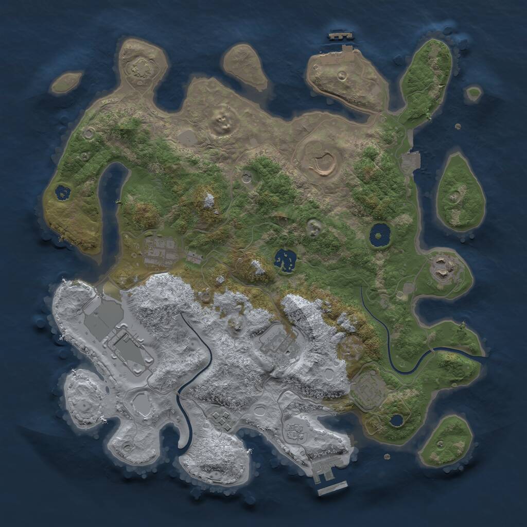 Rust Map: Procedural Map, Size: 3500, Seed: 2029095924, 14 Monuments