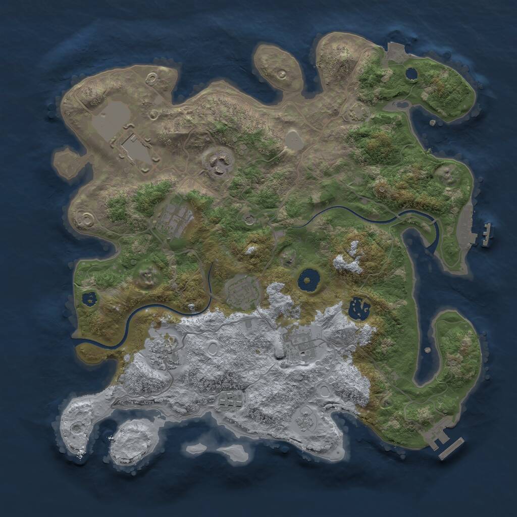 Rust Map: Procedural Map, Size: 3500, Seed: 110765, 14 Monuments