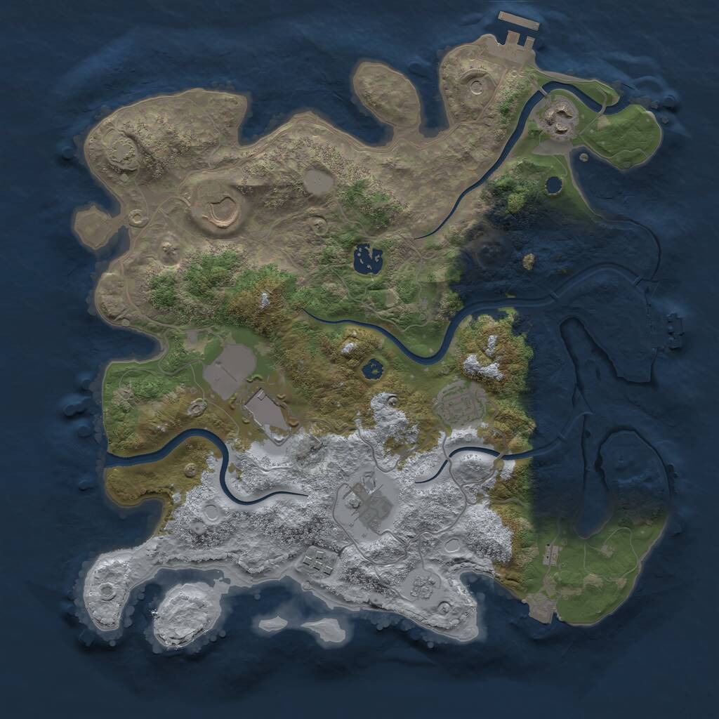 Rust Map: Procedural Map, Size: 3500, Seed: 110765, 13 Monuments
