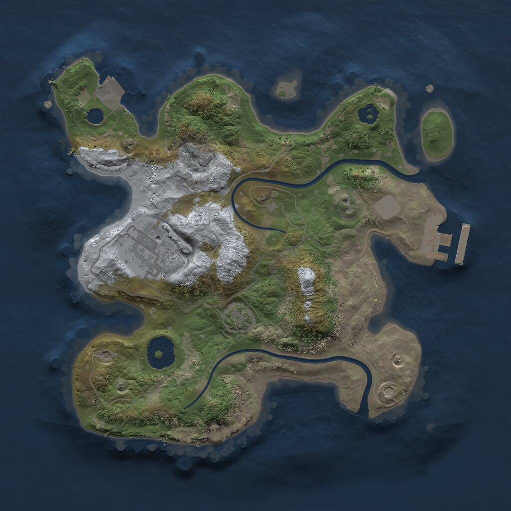 Rust Map: Procedural Map, Size: 2500, Seed: 56748, 4 Monuments