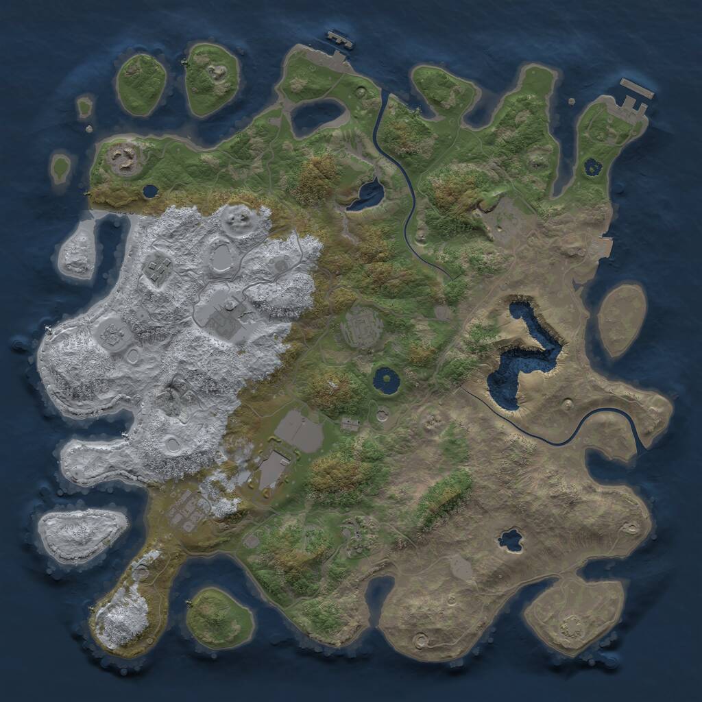 Rust Map: Procedural Map, Size: 4000, Seed: 411953045, 14 Monuments