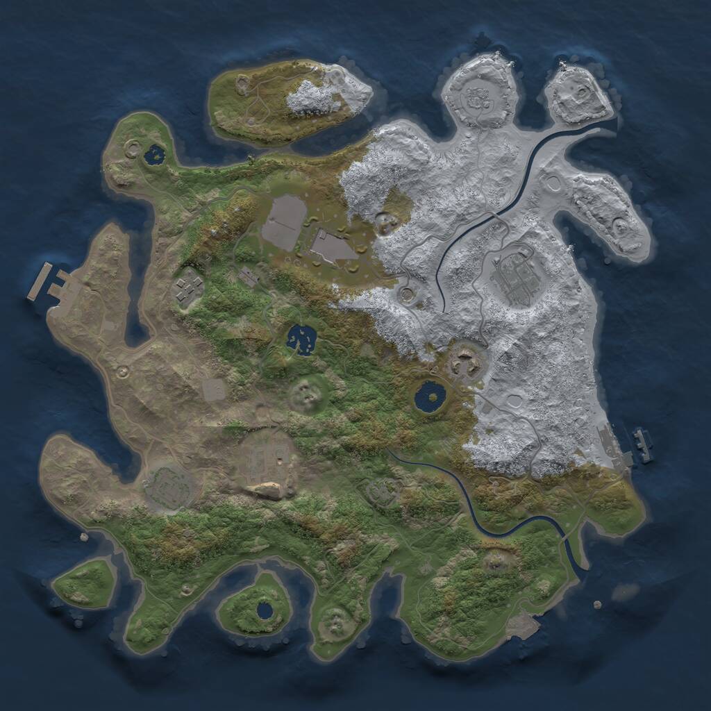 Rust Map: Procedural Map, Size: 3500, Seed: 569031561, 13 Monuments