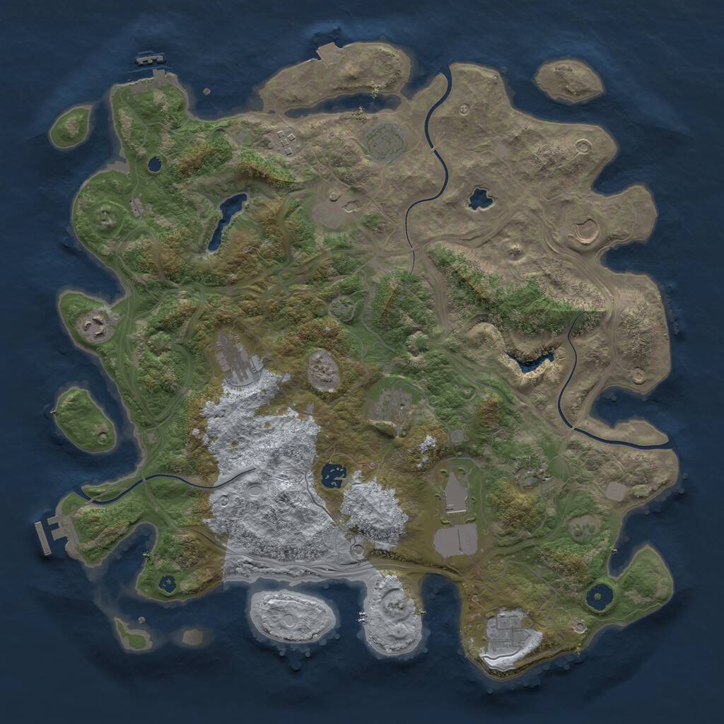 Rust Map: Procedural Map, Size: 4250, Seed: 1210322627, 16 Monuments