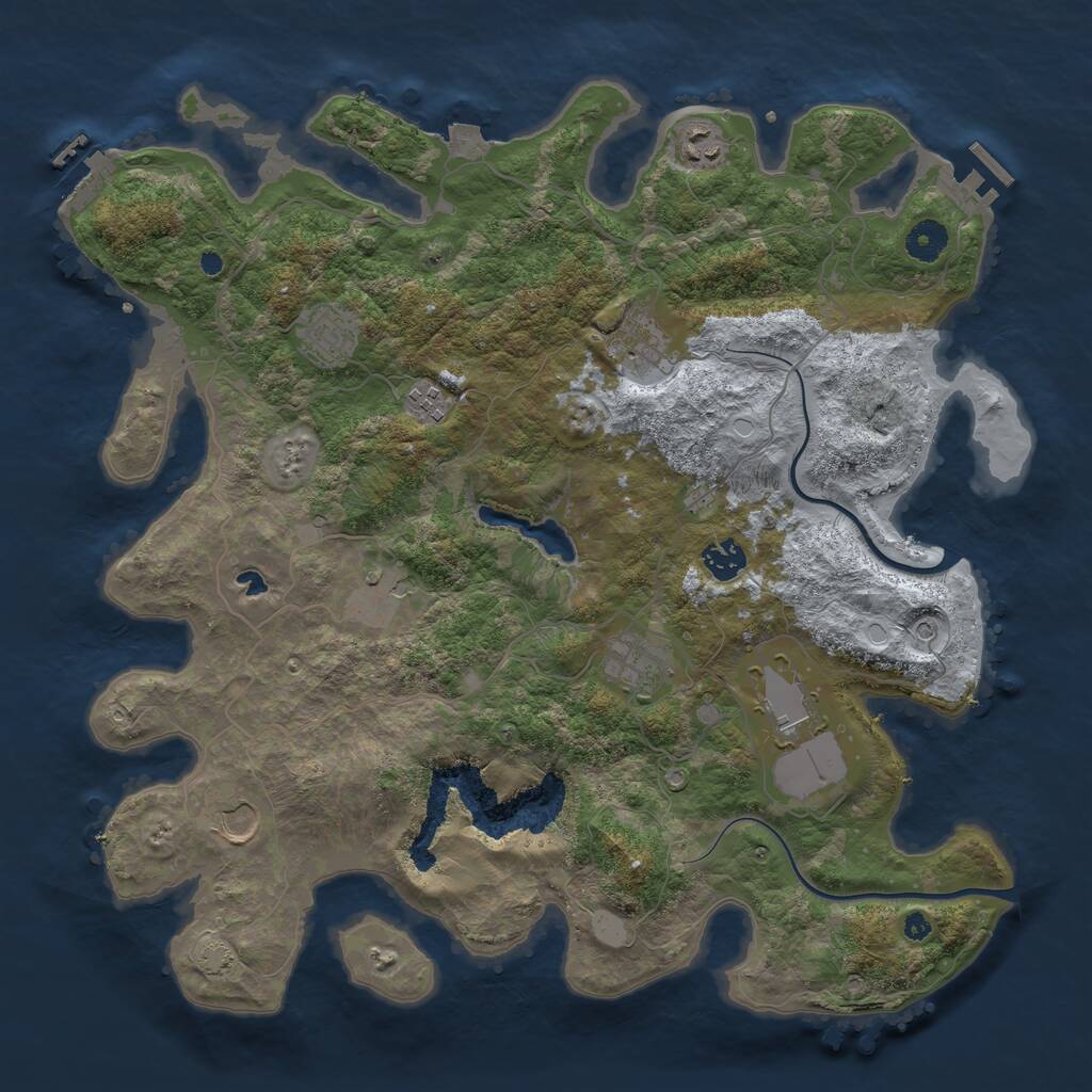Rust Map: Procedural Map, Size: 4000, Seed: 1716505556, 14 Monuments