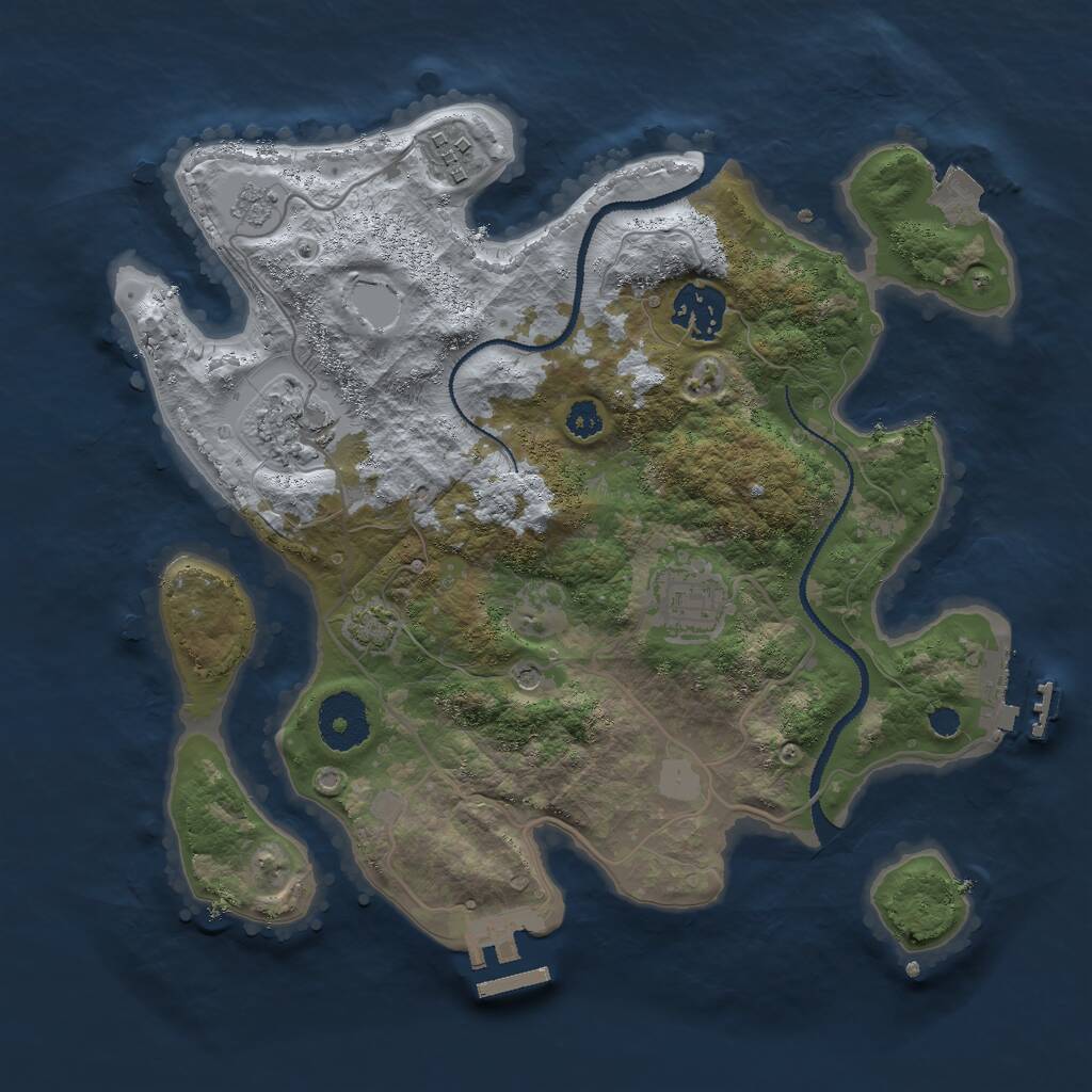 Rust Map: Procedural Map, Size: 3000, Seed: 44935, 10 Monuments