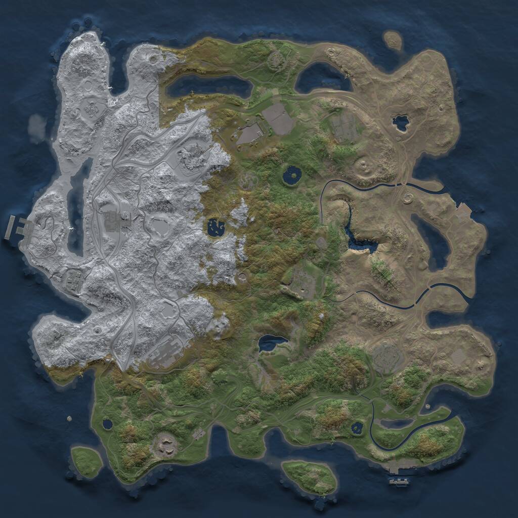 Rust Map: Procedural Map, Size: 4250, Seed: 176260782, 16 Monuments