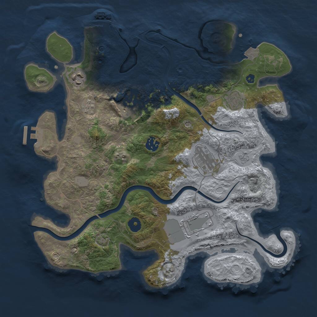 Rust Map: Procedural Map, Size: 3500, Seed: 5413680, 13 Monuments