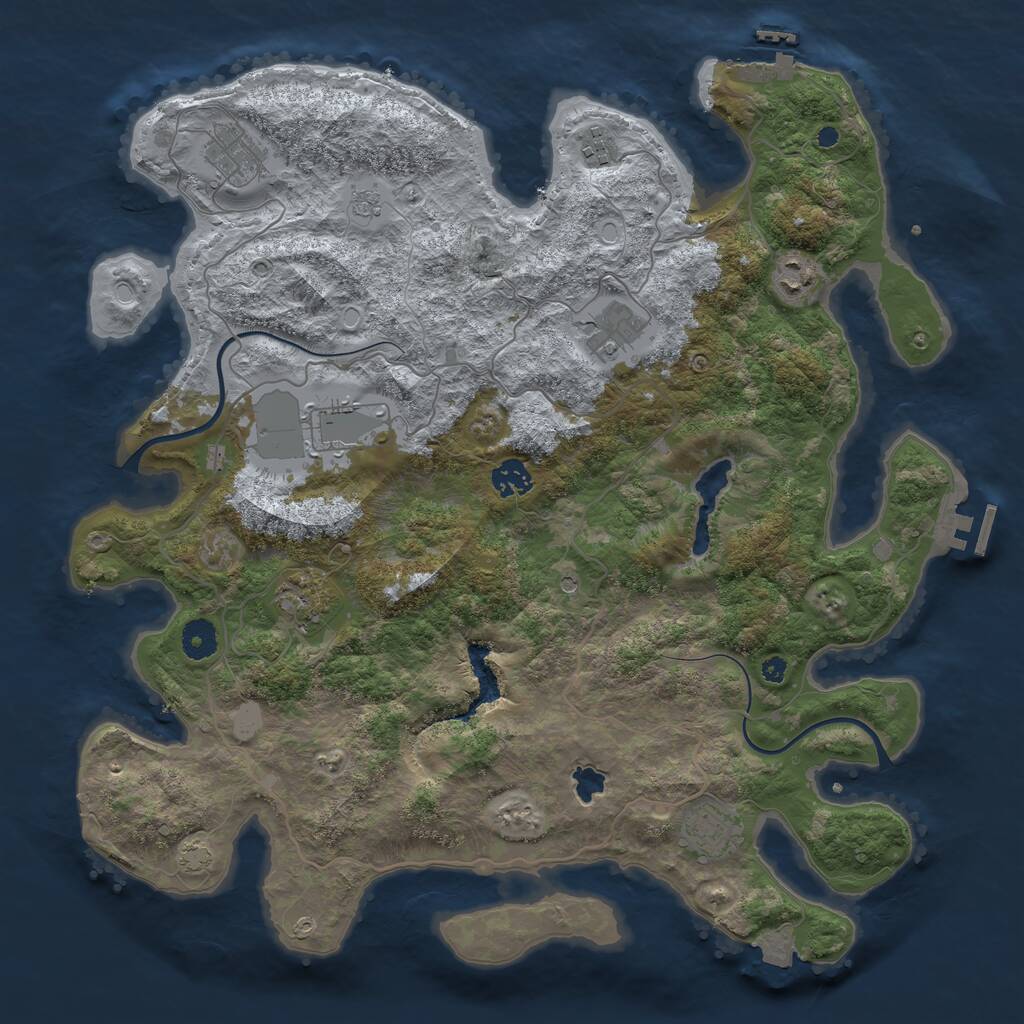 Rust Map: Procedural Map, Size: 4000, Seed: 1955580667, 14 Monuments