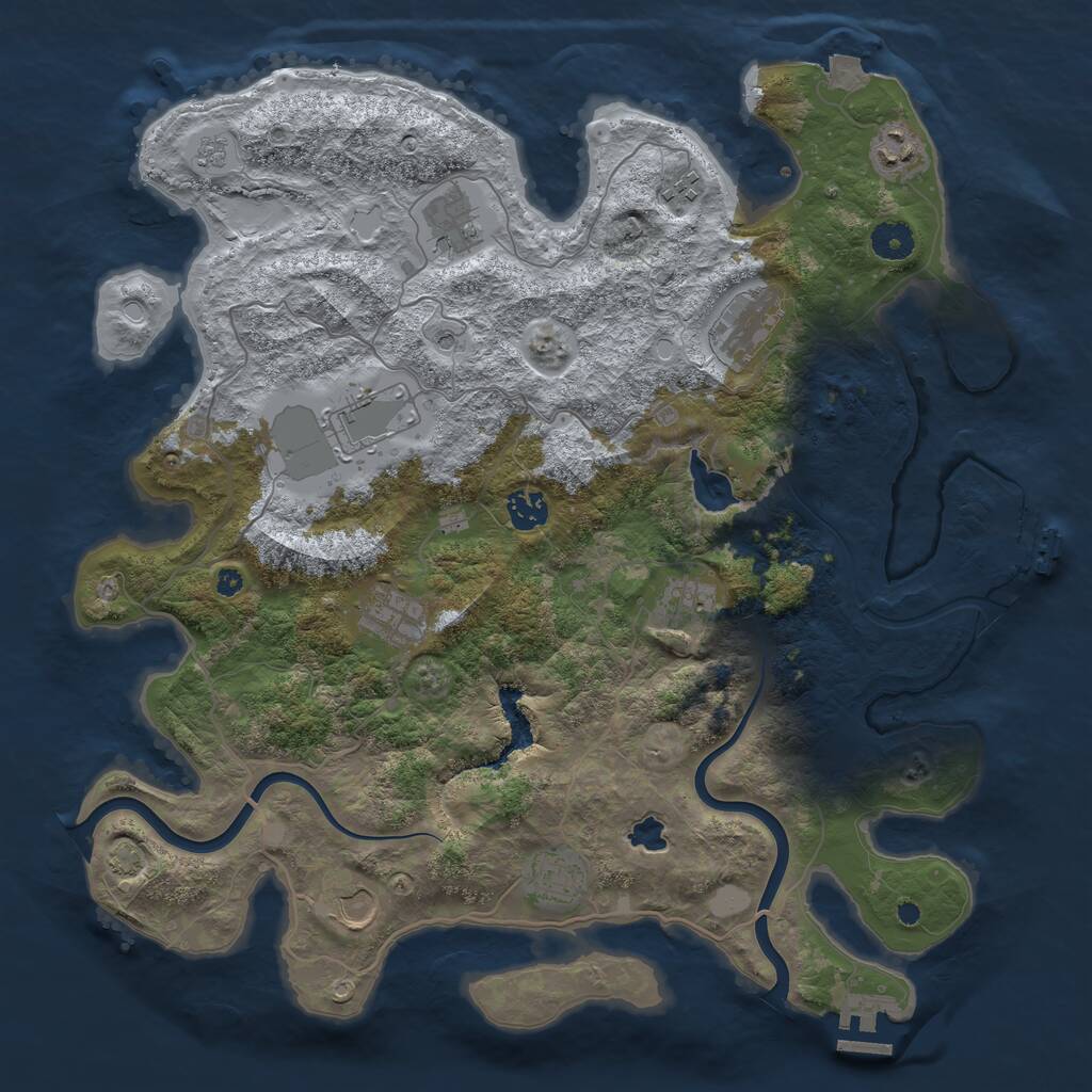 Rust Map: Procedural Map, Size: 4000, Seed: 1955580667, 16 Monuments