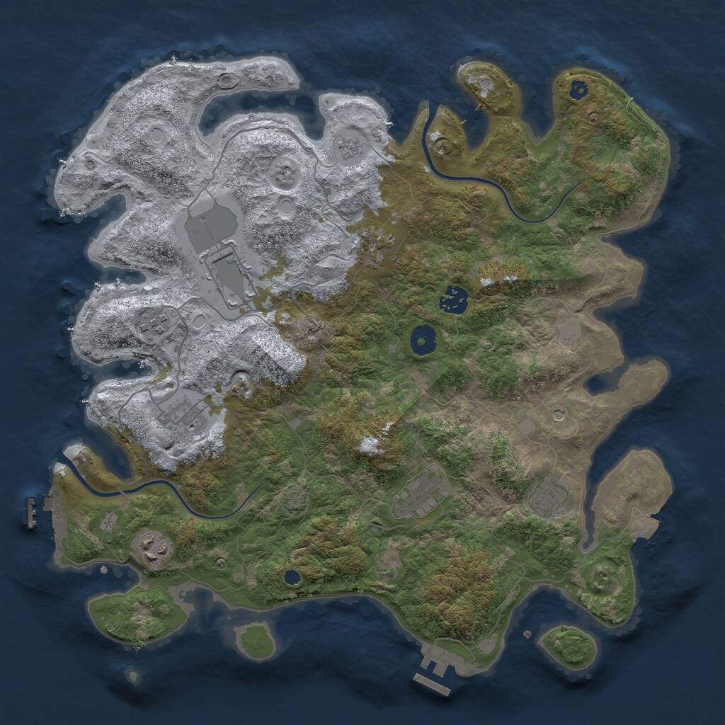 Rust Map: Procedural Map, Size: 3800, Seed: 77776969, 14 Monuments