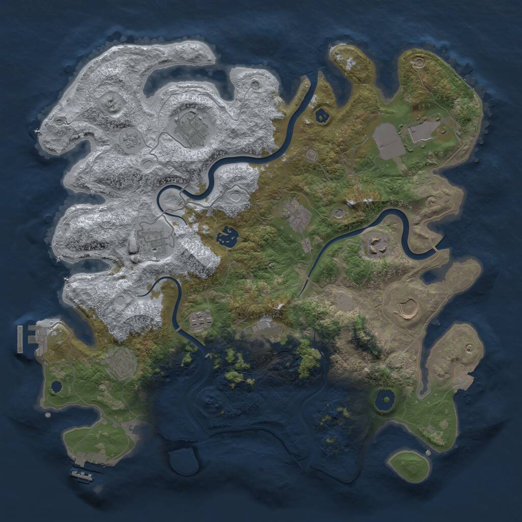 Rust Map: Procedural Map, Size: 3800, Seed: 77776969, 16 Monuments