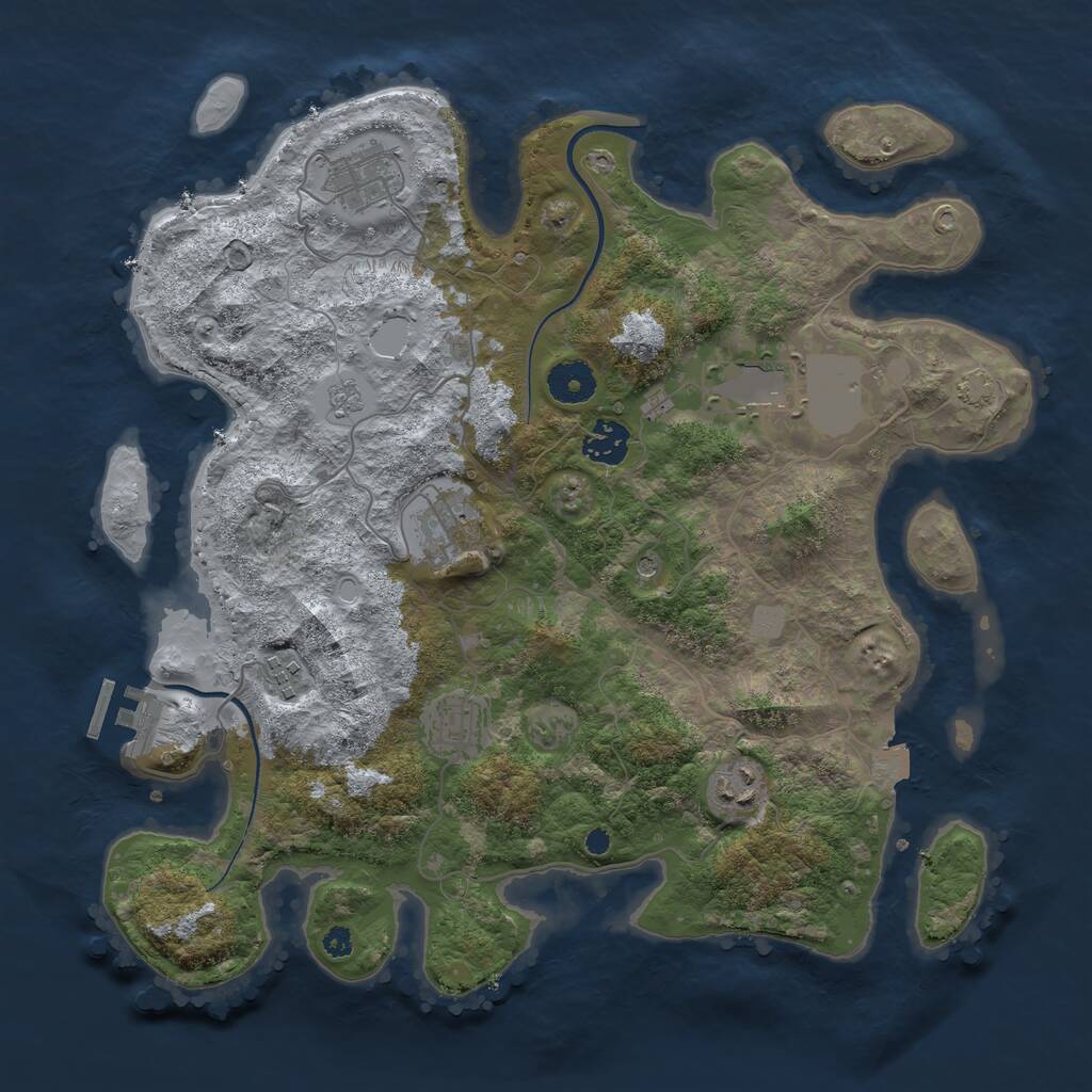 Rust Map: Procedural Map, Size: 3600, Seed: 22502, 12 Monuments