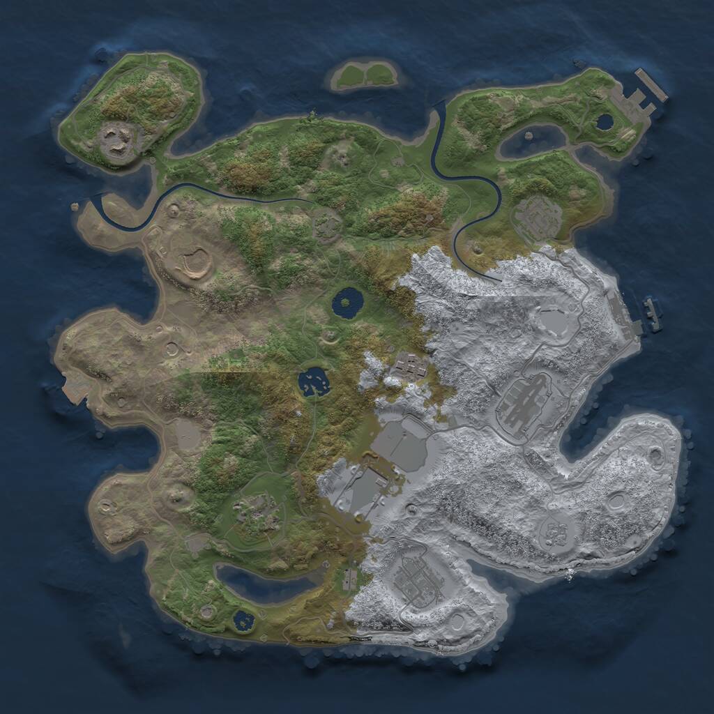 Rust Map: Procedural Map, Size: 3500, Seed: 1885820203, 15 Monuments
