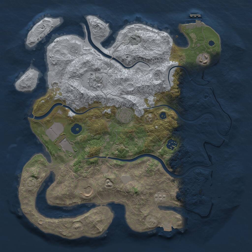 Rust Map: Procedural Map, Size: 3600, Seed: 12502, 13 Monuments