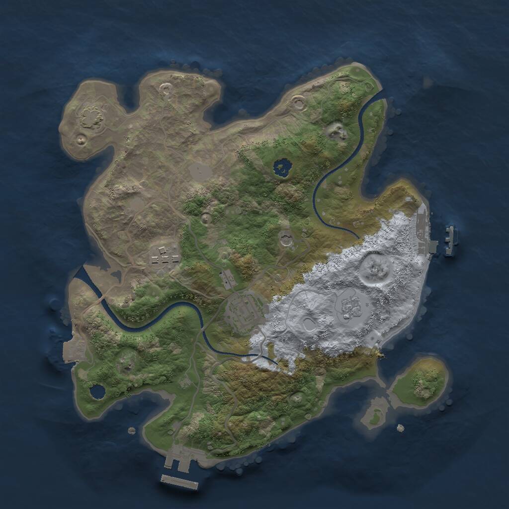 Rust Map: Procedural Map, Size: 2750, Seed: 1164390697, 8 Monuments