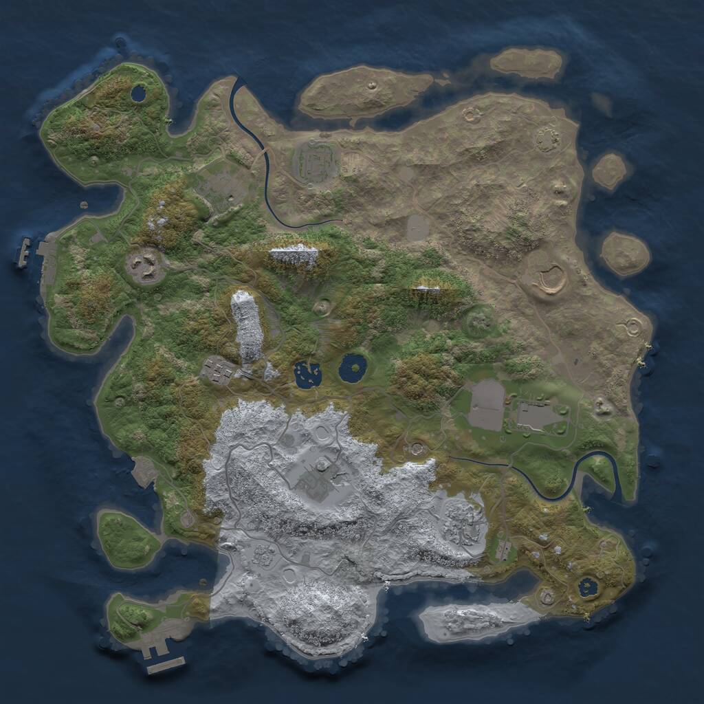Rust Map: Procedural Map, Size: 3700, Seed: 1927680629, 15 Monuments