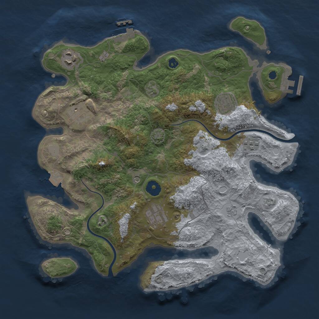 Rust Map: Procedural Map, Size: 3250, Seed: 35254978, 11 Monuments