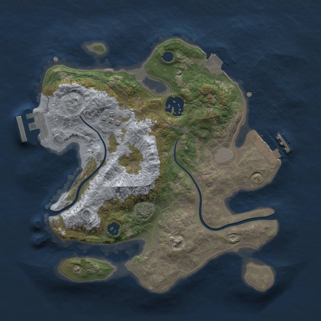 Rust Map: Procedural Map, Size: 2500, Seed: 875874, 6 Monuments