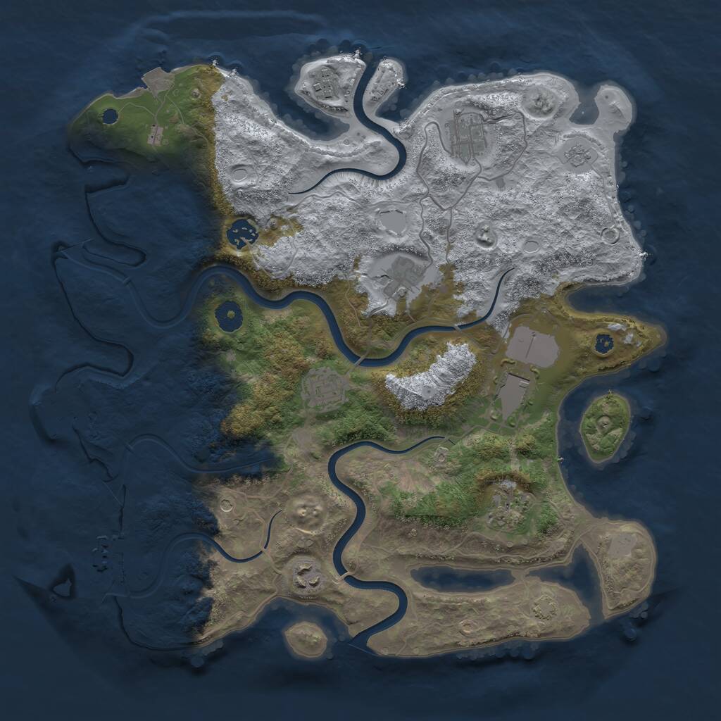 Rust Map: Procedural Map, Size: 3750, Seed: 895370374, 14 Monuments