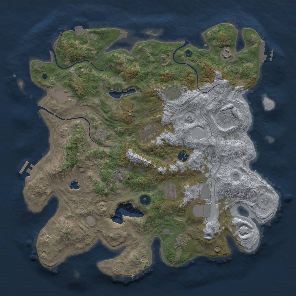 Rust Map: Procedural Map, Size: 4250, Seed: 509403063, 16 Monuments