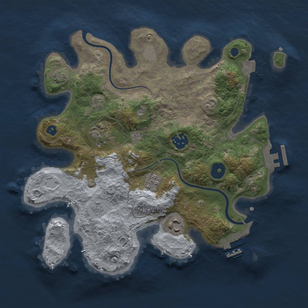 Rust Map: Procedural Map, Size: 3000, Seed: 4943, 10 Monuments