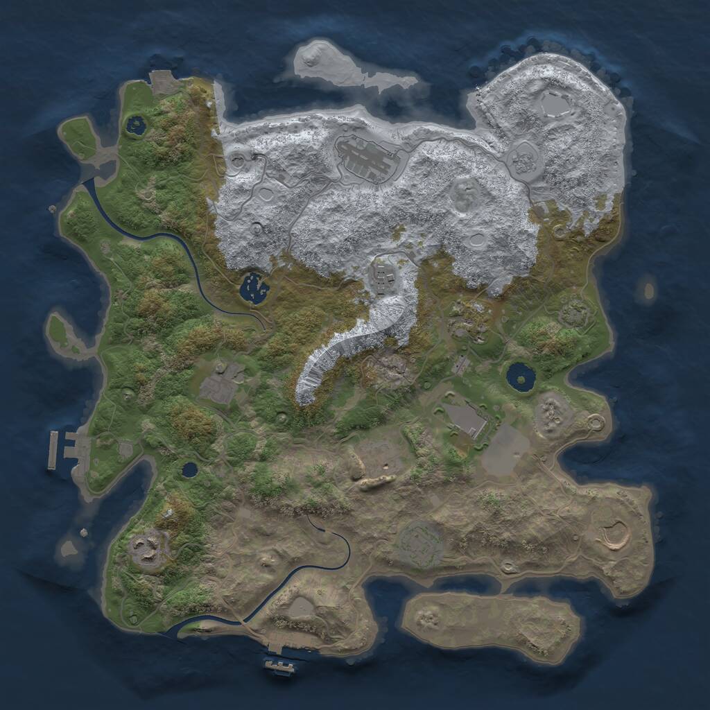 Rust Map: Procedural Map, Size: 3700, Seed: 167531994, 16 Monuments