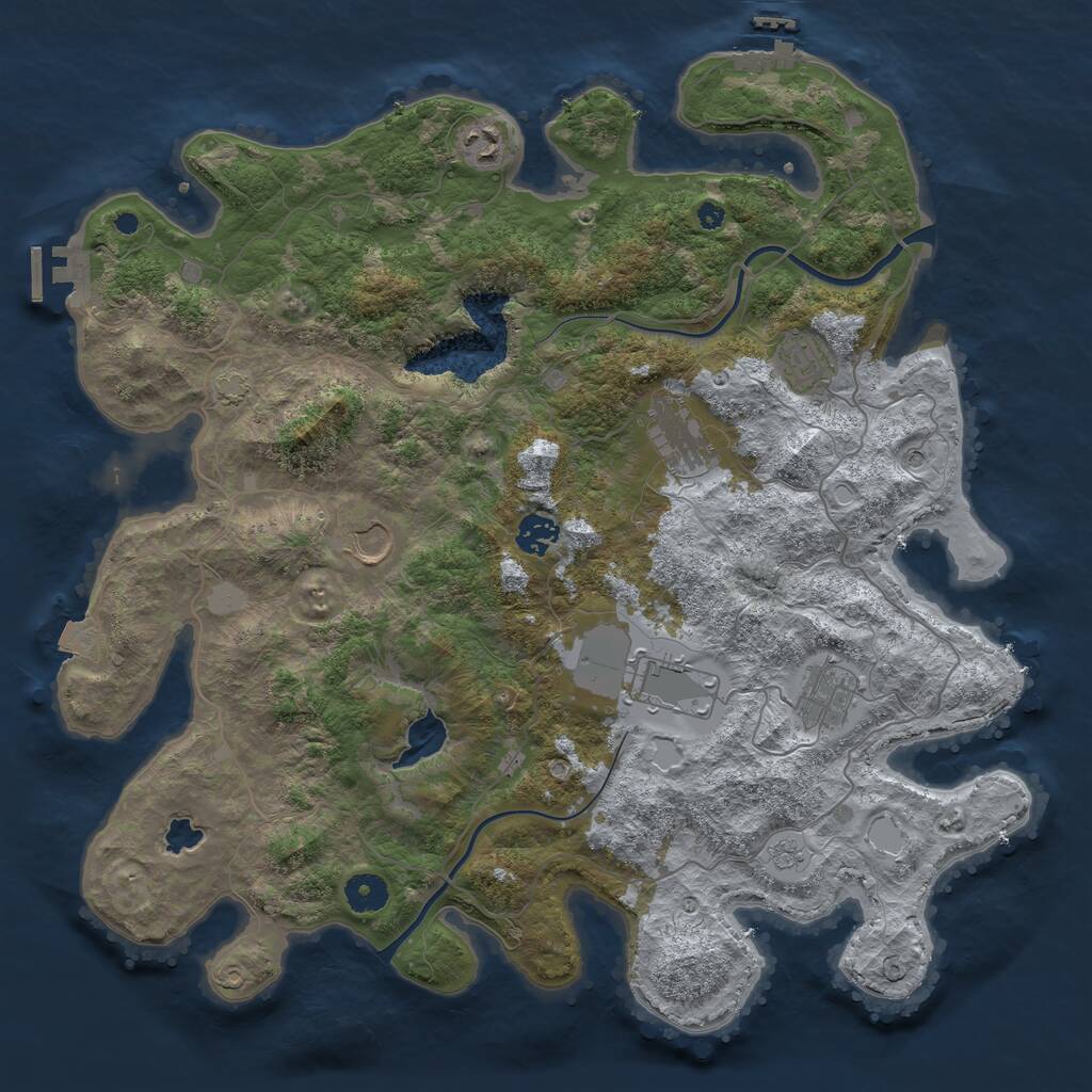 Rust Map: Procedural Map, Size: 4000, Seed: 377825126, 13 Monuments