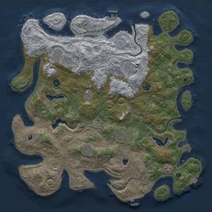 Thumbnail Rust Map: Procedural Map, Size: 4500, Seed: 159601, 15 Monuments
