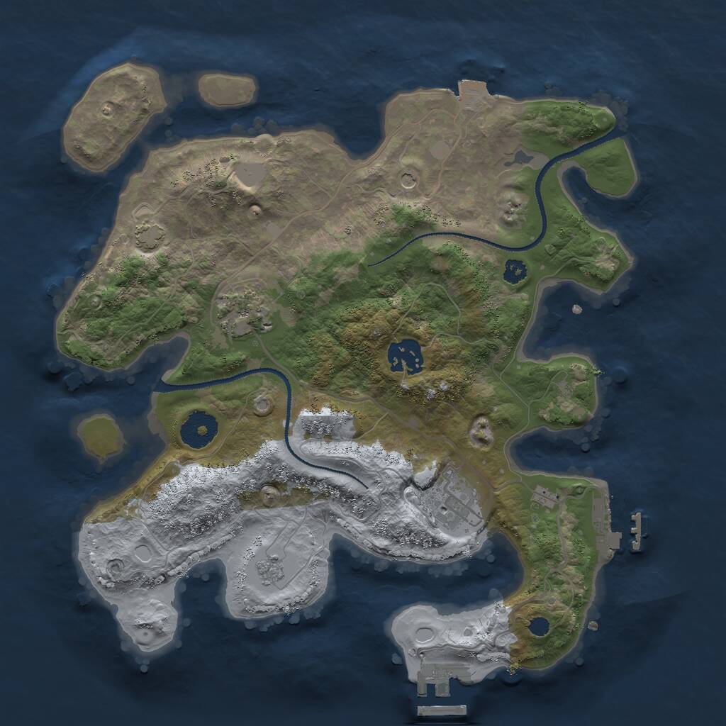 Rust Map: Procedural Map, Size: 3000, Seed: 26247, 9 Monuments