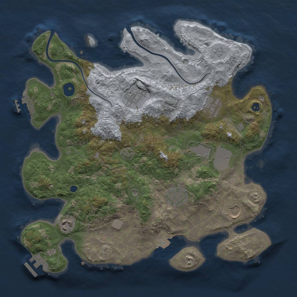Rust Map: Procedural Map, Size: 3500, Seed: 1955209536, 12 Monuments