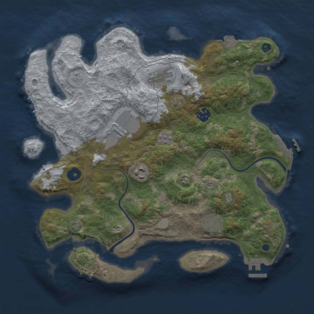 Rust Map: Procedural Map, Size: 3500, Seed: 169572648, 12 Monuments