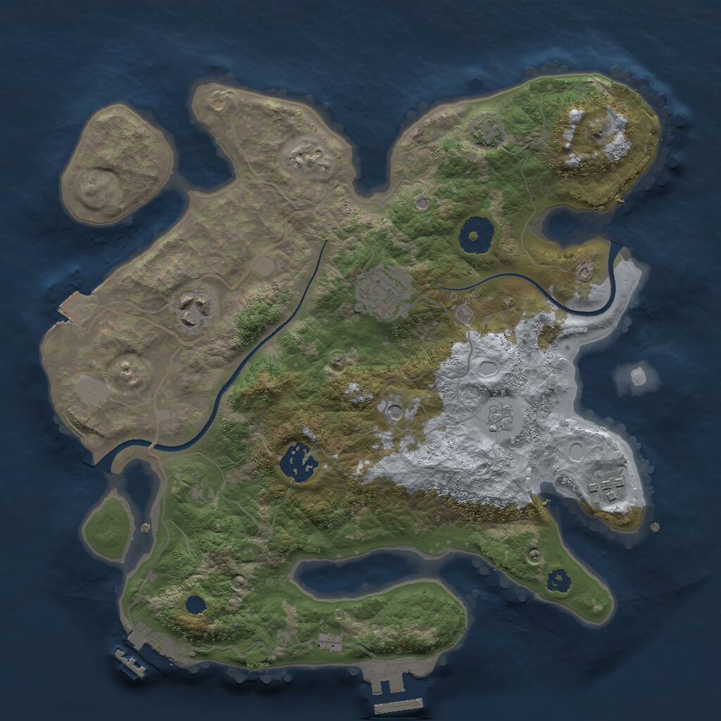 Rust Map: Procedural Map, Size: 3000, Seed: 641994613, 10 Monuments