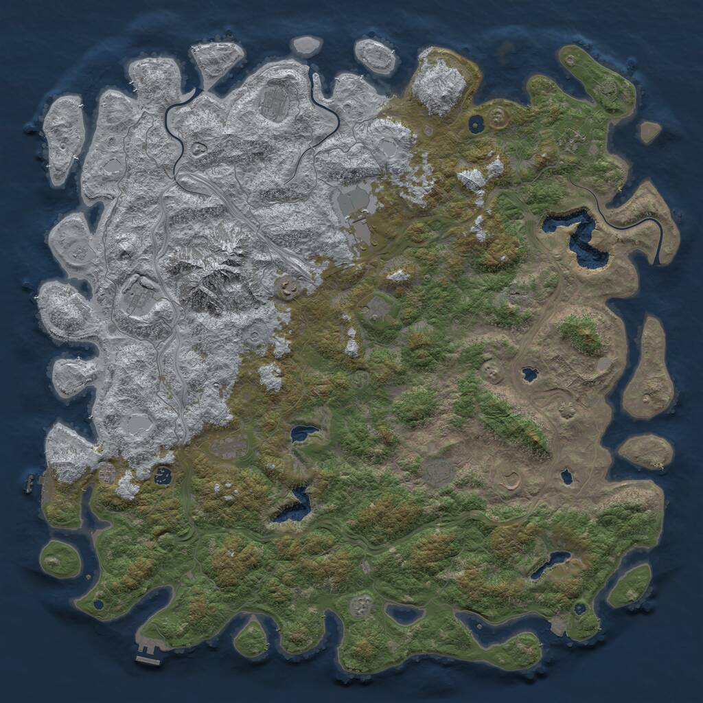 Rust Map: Procedural Map, Size: 6000, Seed: 2091521805, 17 Monuments