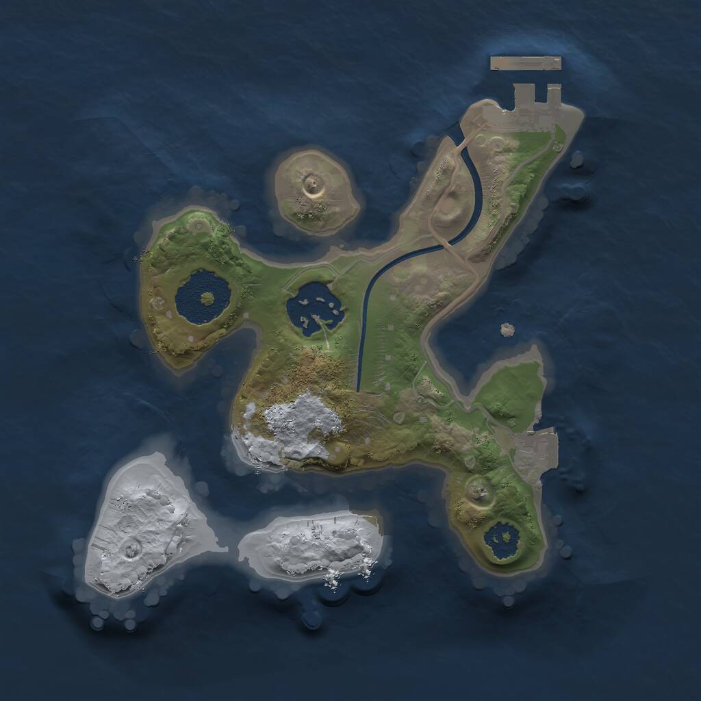 Rust Map: Procedural Map, Size: 2000, Seed: 633026101, 3 Monuments