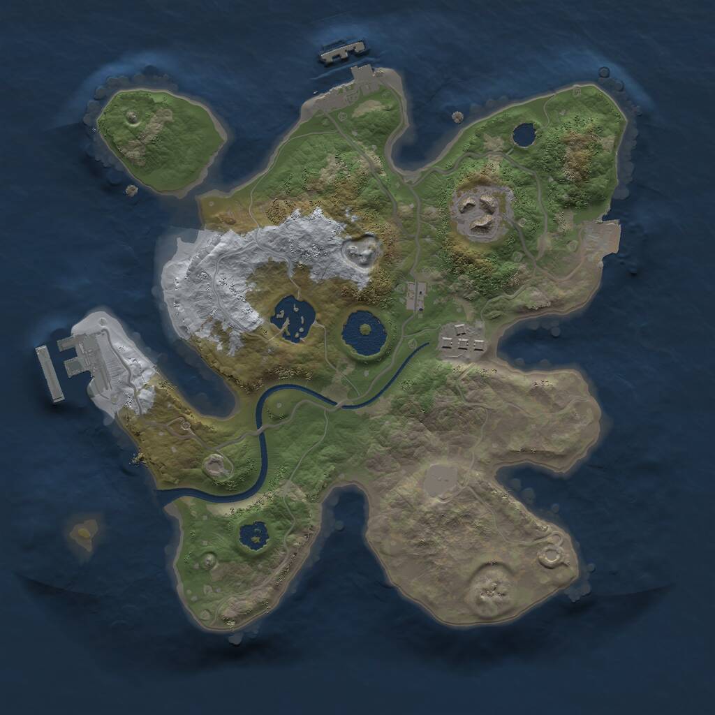 Rust Map: Procedural Map, Size: 2500, Seed: 1801266939, 6 Monuments