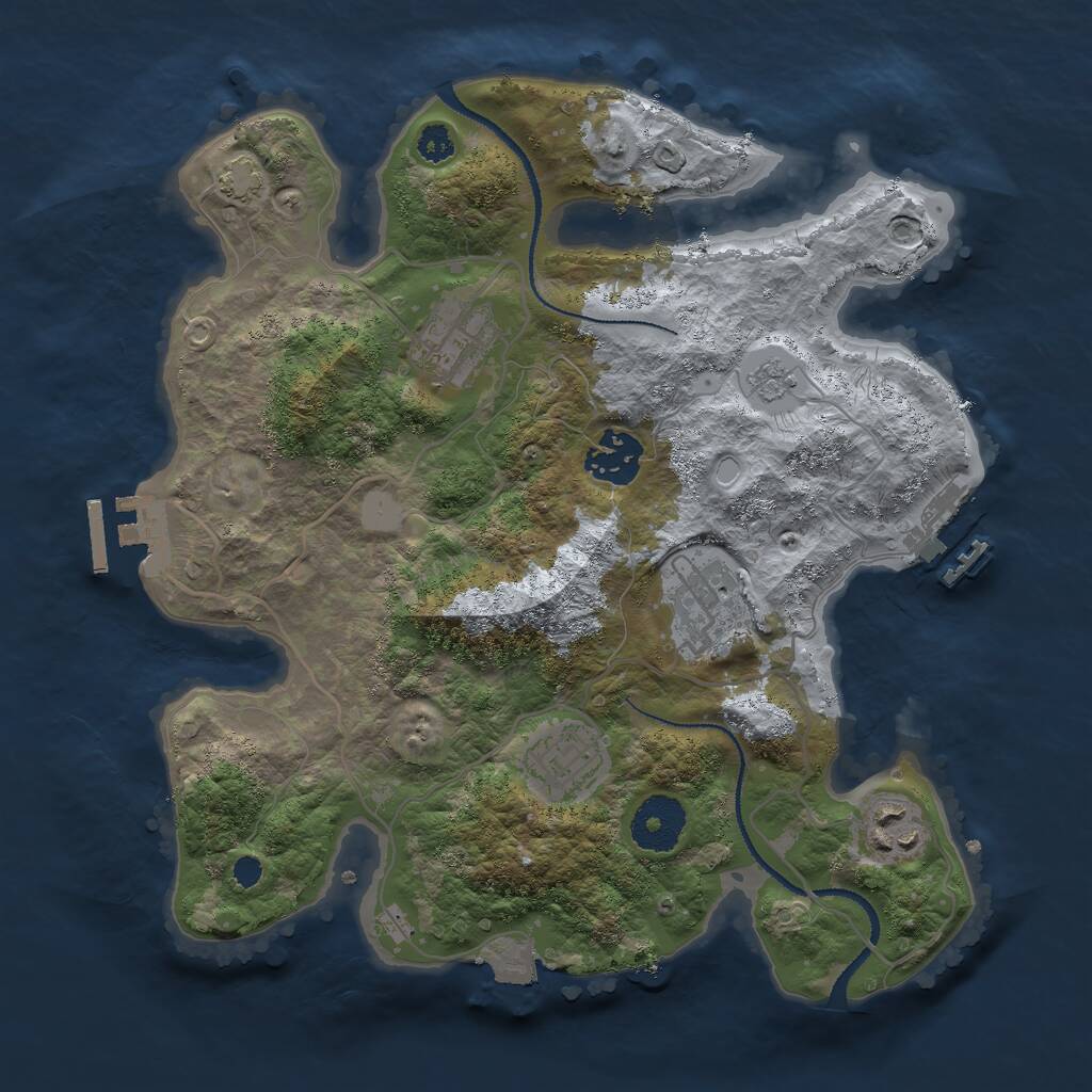 Rust Map: Procedural Map, Size: 3000, Seed: 23551, 10 Monuments