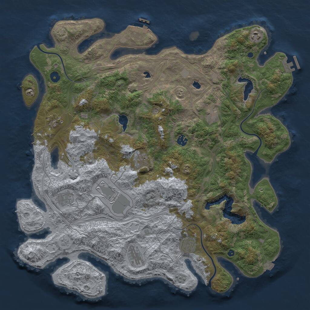 Rust Map: Procedural Map, Size: 4500, Seed: 2001736670, 16 Monuments