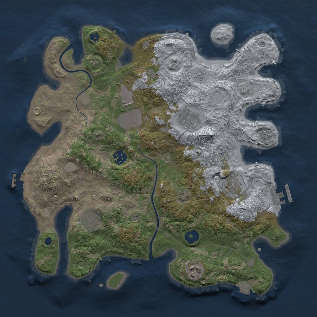 Rust Map: Procedural Map, Size: 3500, Seed: 2071262163, 13 Monuments