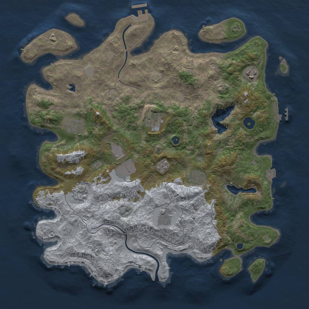 Rust Map: Procedural Map, Size: 4000, Seed: 846291715, 14 Monuments