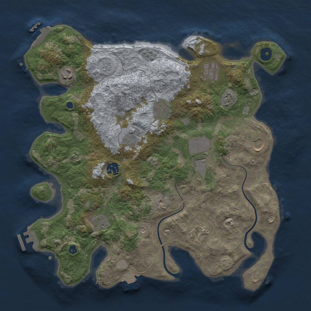 Rust Map: Procedural Map, Size: 3700, Seed: 2043319752, 16 Monuments