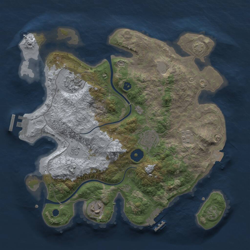 Rust Map: Procedural Map, Size: 3000, Seed: 136280858, 9 Monuments