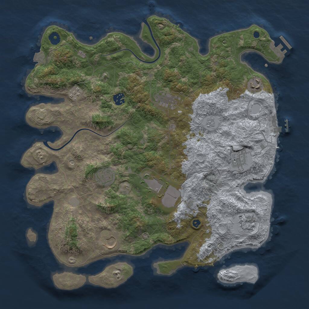 Rust Map: Procedural Map, Size: 3900, Seed: 1330878140, 15 Monuments