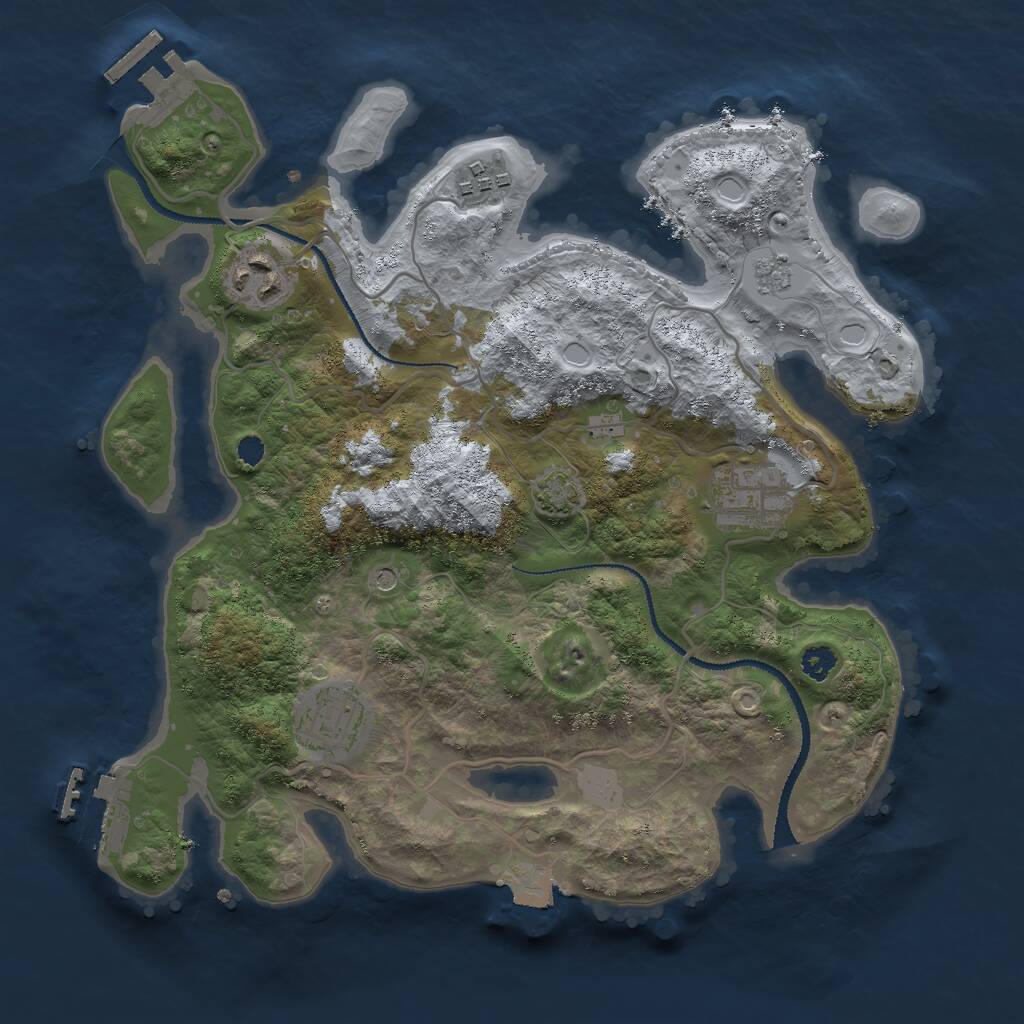 Rust Map: Procedural Map, Size: 3000, Seed: 532842560, 10 Monuments